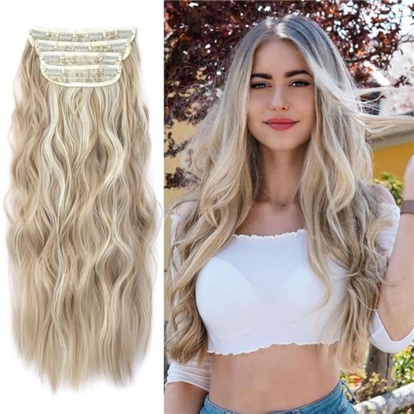 4Pcs Naturally Soft Hair Extensions, Bleach Blonde